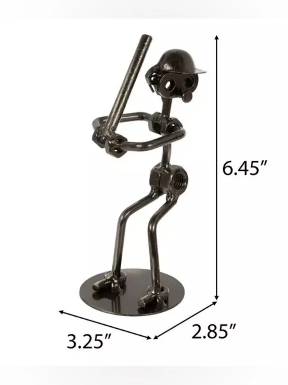 Nuts & Bolts Metal Baseball Player Sculpture